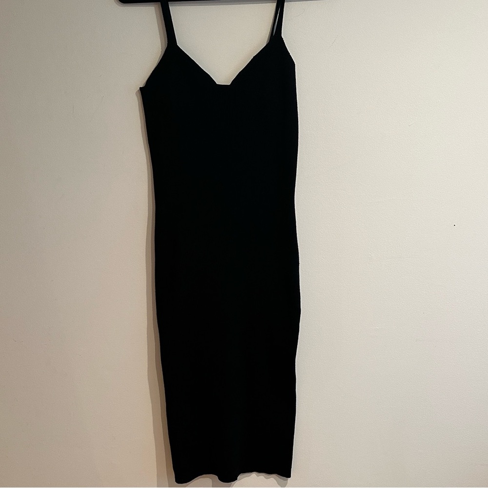 J. Crew Black Ribbed V-neck sweater-dress